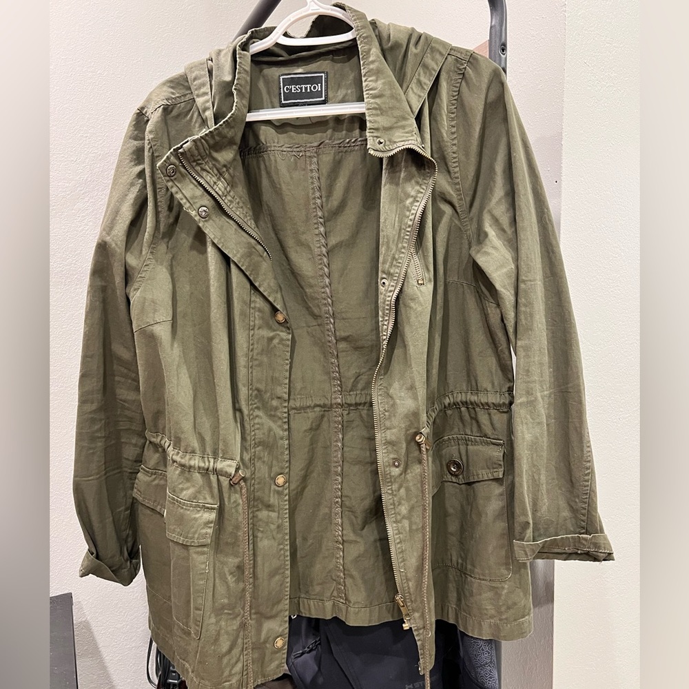 Green Drawstring Utility Jacket